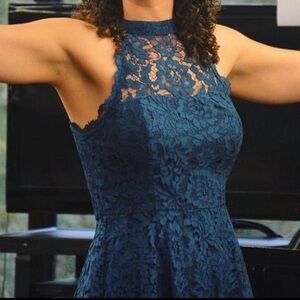 Eliza J A-line lace teal dress Size 8